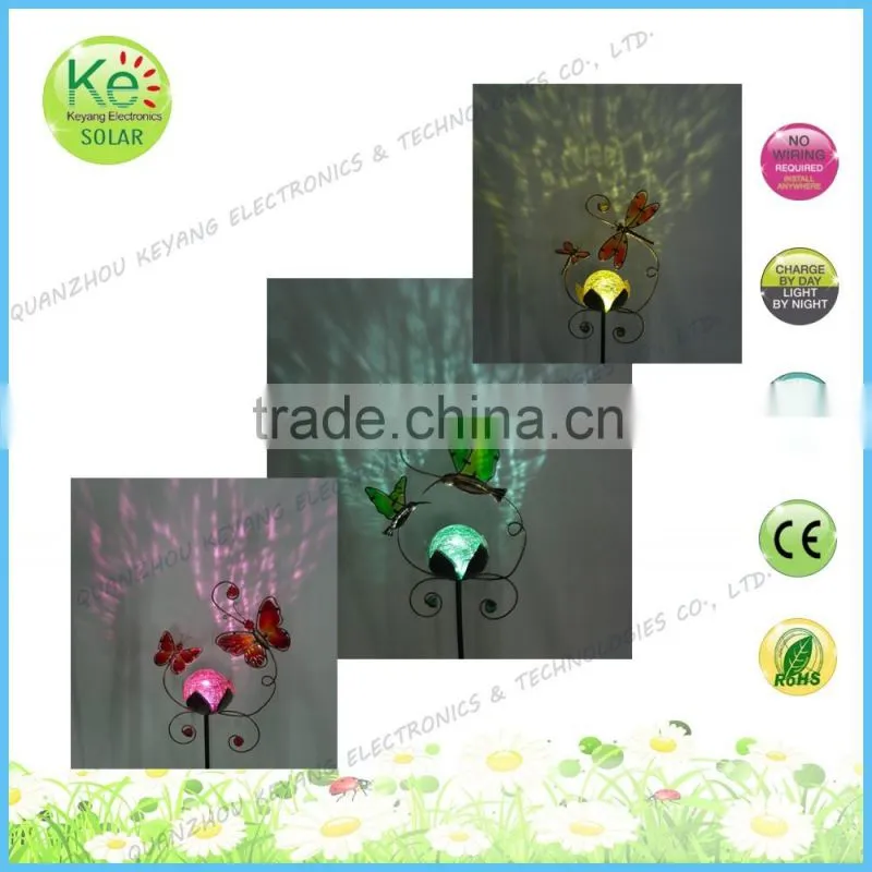 Butterfly with glass ball gardeners eden solar powered light