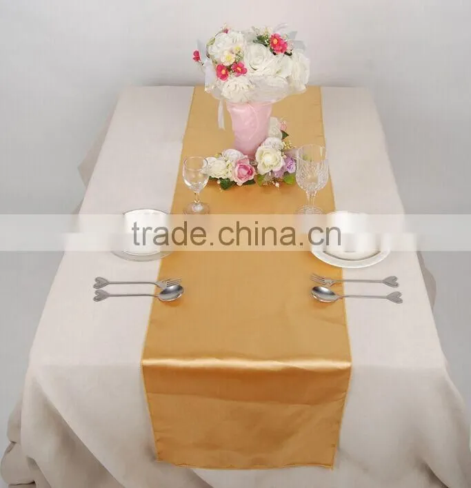 2015 New Banque Dining Gold Satin Table Runner