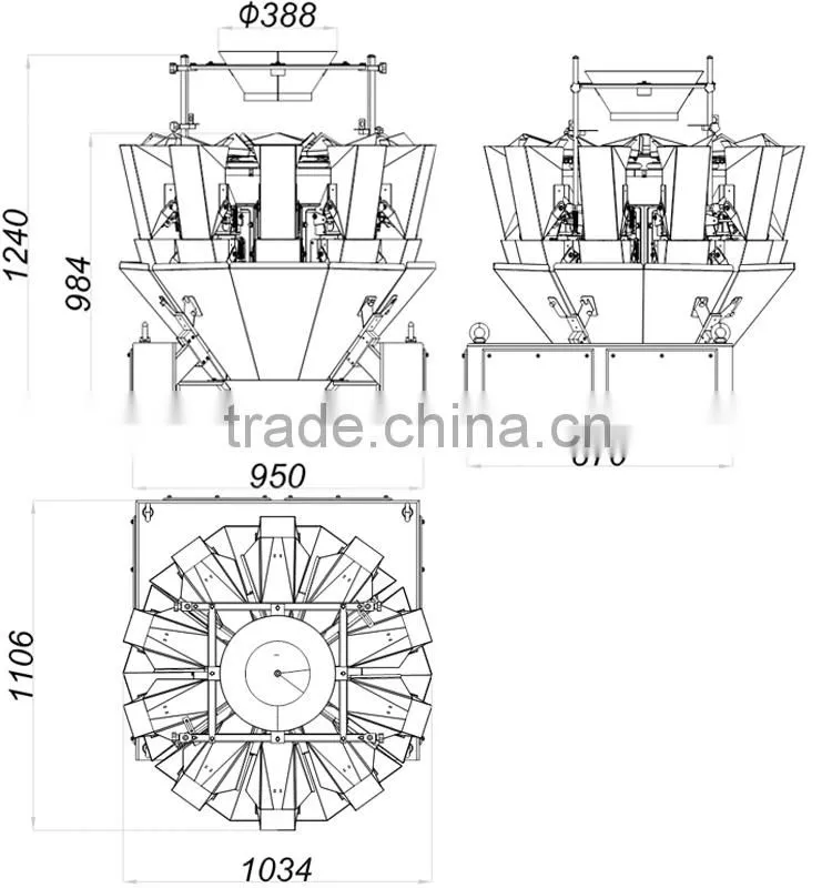 Small hardware Wighing Scale 10 Heads Multihead Weigher