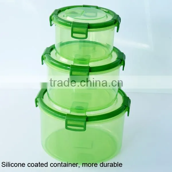 2016 NEW ARRIVAL 500ml square plastic food container with silicone co-injected lid