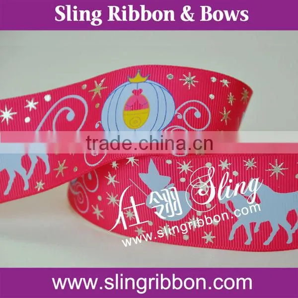 Promotion new wholesale 100% polyester grosgrain printed Princess Ribbon