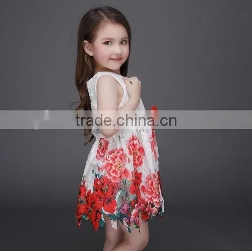 2016 flower lace one piece dress baby dress girls OEM price summer handmade baby dress