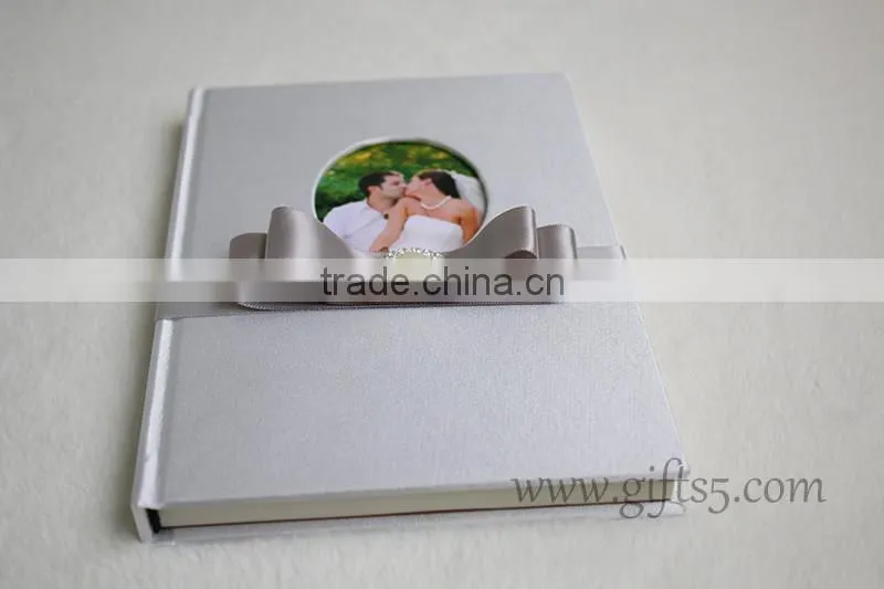 Wedding Guest Signing Book in white with pearl and ribbon