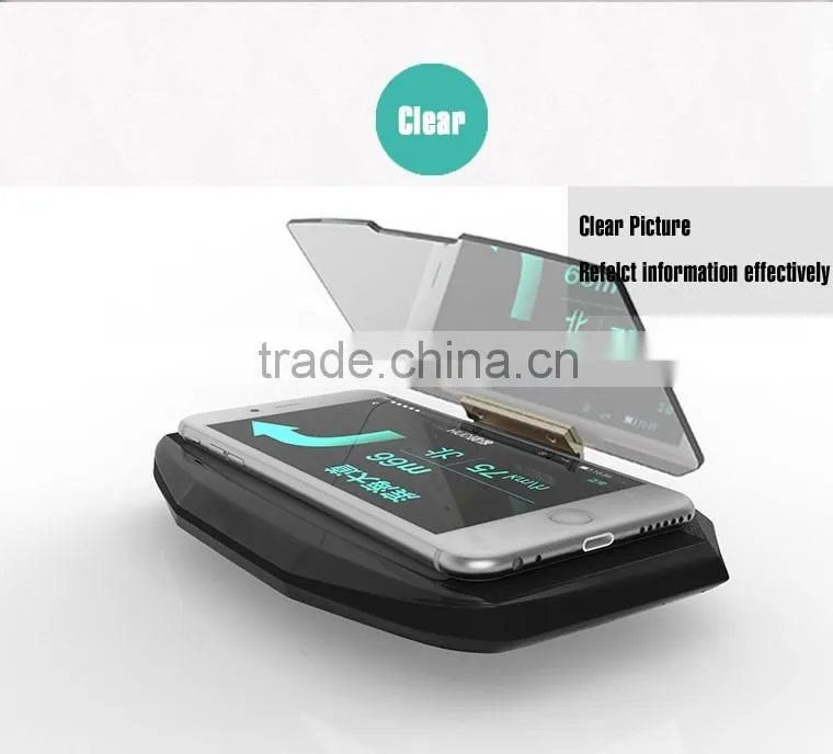 HUD smart phone cradles head up display safe drive for GPS navigation reflect to the mirror