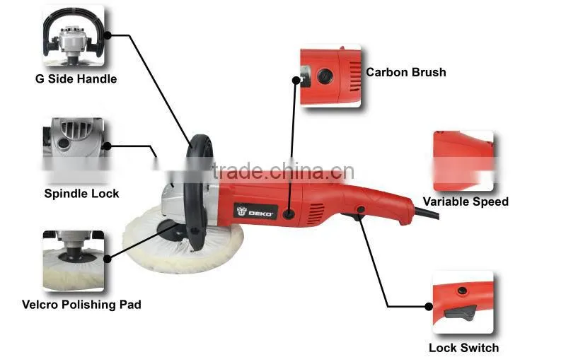 180mm 1500W electric car polisher GPO1500-180VG car polish DEKO