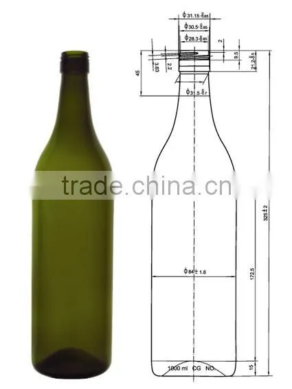 Glasslucky hot sale dark green 750ml glass wine bottles wholesale