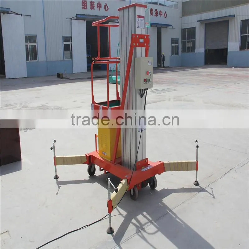 8M single mast aluminum electric manual handle one man lift
