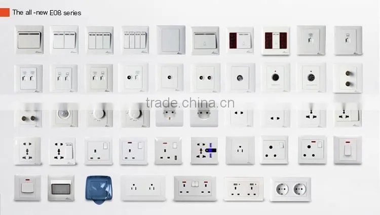 E08 Economic 5pin universal socket with 1gang 1way/2way switch