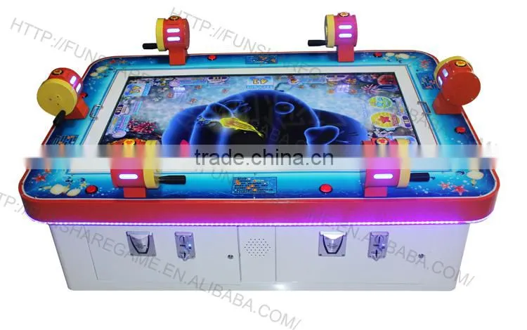 Funshare 6 players coin operated arcade fishing game machine fish hunter with rocker bar