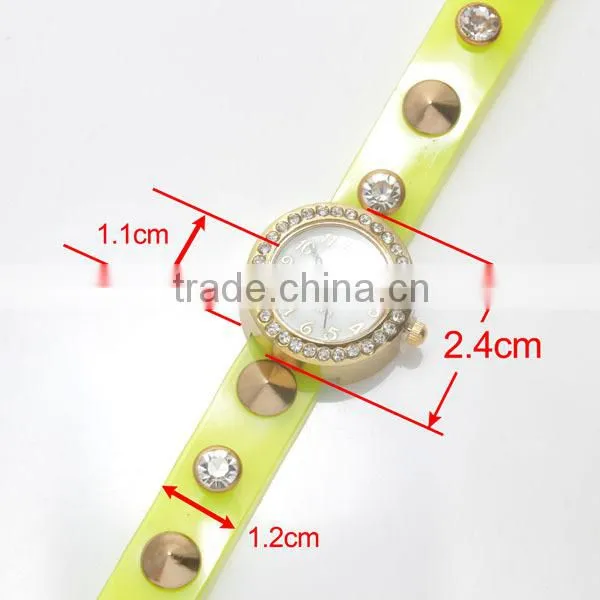 New design product lady crystal silicone bracelet watch