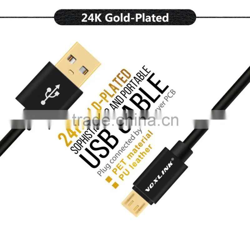 Voxlink fast charging 5v 1a Gold-Plated 0.25m/1m/2m/3m usb type c cable or micro USB 2.0 Charger Date Cable (connector optioal)