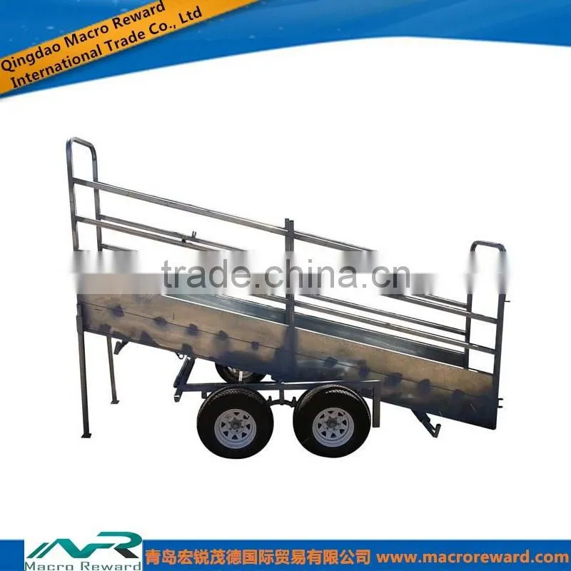 AS/NZS Q235 304 316 2-Wheels Steel Mobile Cattle Loading Ramp for Livestock