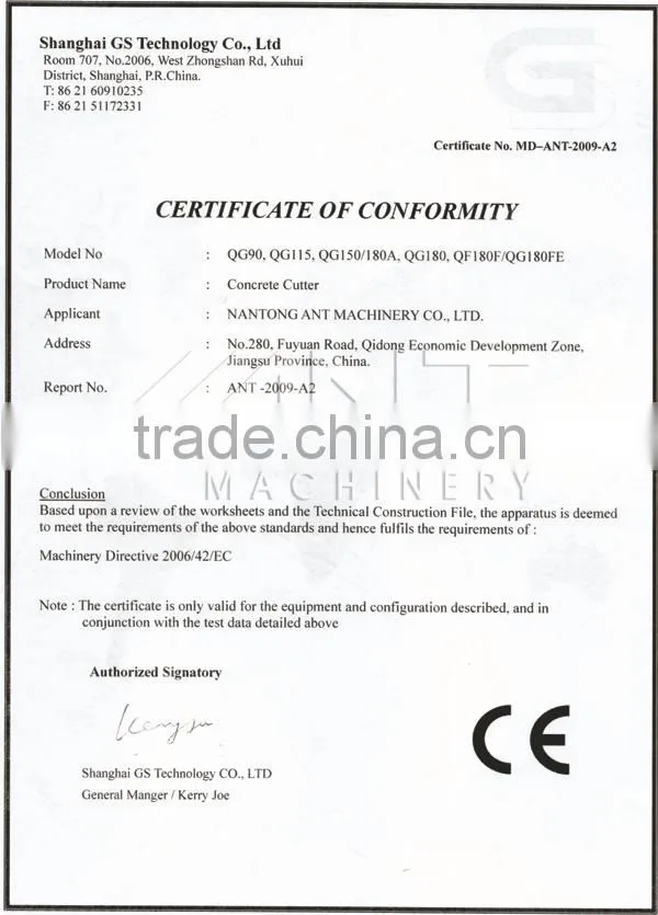 Construction equipments concrete cutter asphalt road cutter QG180W