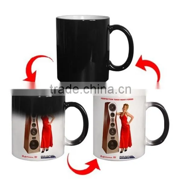 2016 New 11oz Sublimation Coated Ceramic Hot Water Color Changing Mug
