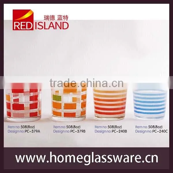 8oz glass cup with printing designs/water cup/printed glass cup