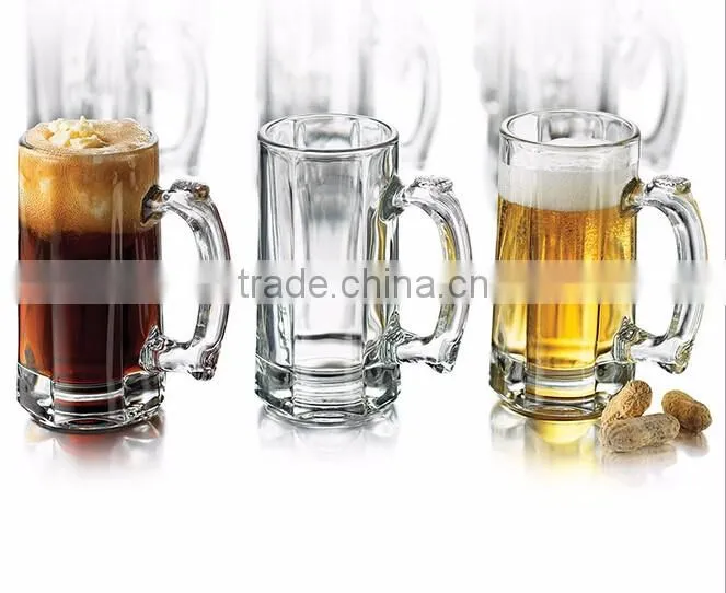 Haonai Promotional glass beer mugs with handle and custom logo
