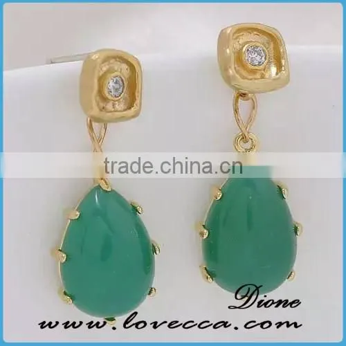Fashion EarringJewelry Shinney Gemstone Hoop Earring with 18K Gold Plated