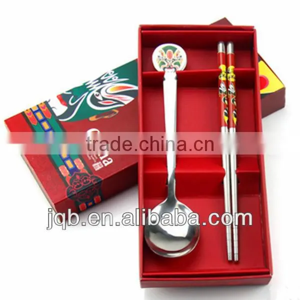 Chinese peking opera facial stainless steel cutlery set with paper box