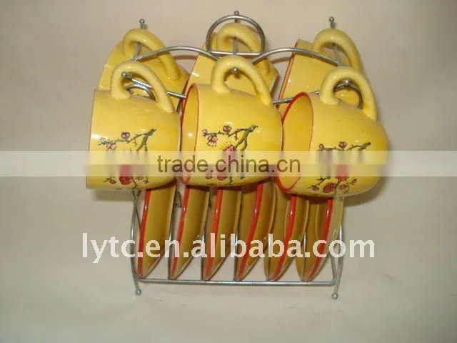 porcelain turkish tea set with iron rack