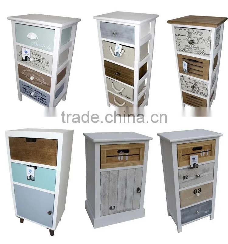 Heze vintage wood console tables with 3 colorful drawers