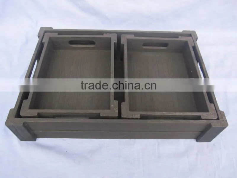 Handicraft wooden storage basket with lid