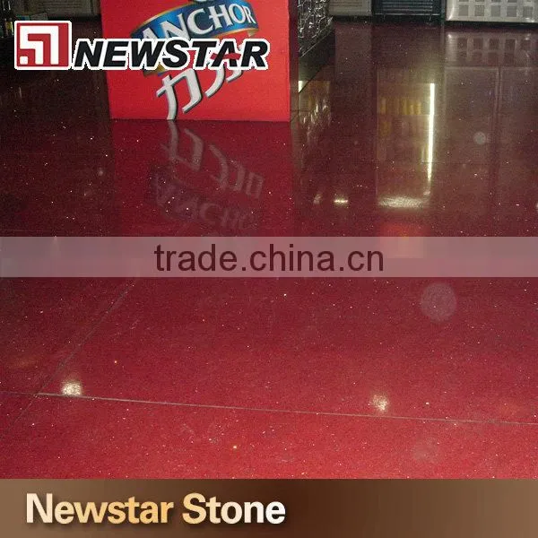 High hardness polished red shimmer quartz stone floor