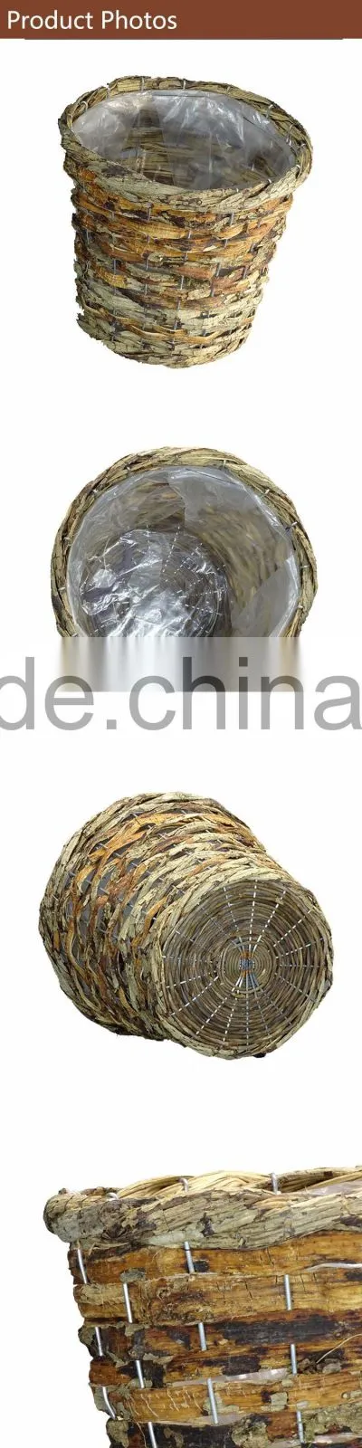 Handmade Woven Rattan Garden Flower Baskets for Planting