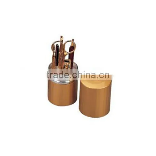 7pcs manicure set with golden cylindrical box