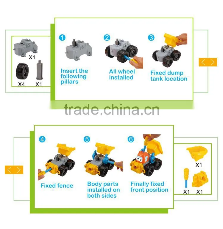 Most popular plastic cartoon truck toy take apart toy cars