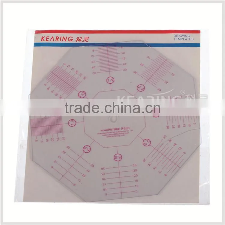 Kearing 8 angle patchwork ruler Flexible Plastic Rulers with sandwich line printing #P808