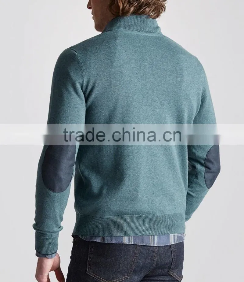 Wholesale Good Quality 100% Wool Sweater Design for Boys High Neck Navy Marl Sweater for Men(BKNM17)