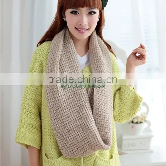 various girls fashion plain color knitted round neck warmer scarf