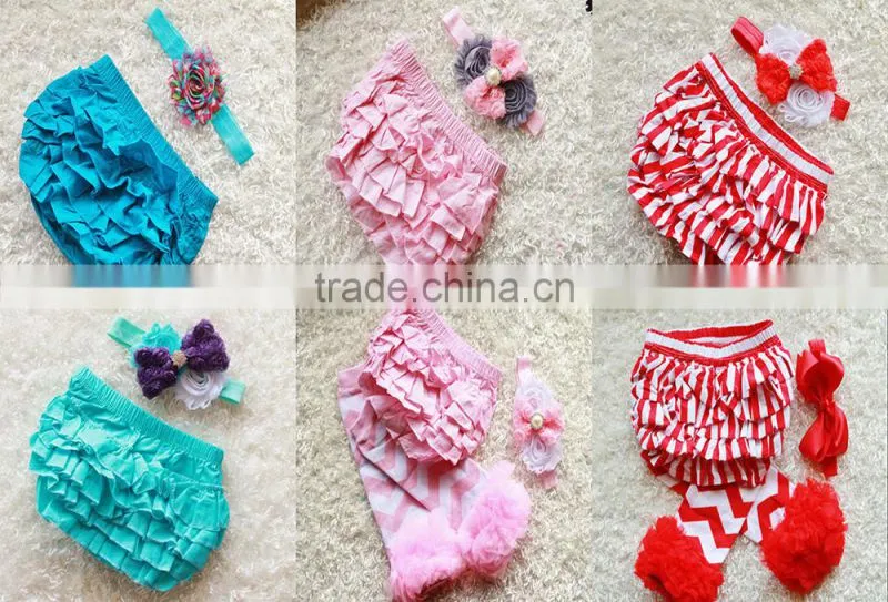Full ruffles baby underwear boutique clothing solid color bloomers match headband