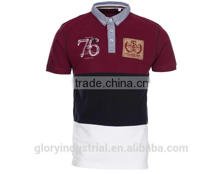 Mens Fashion Woven Collar Embroidered Polo Shirt