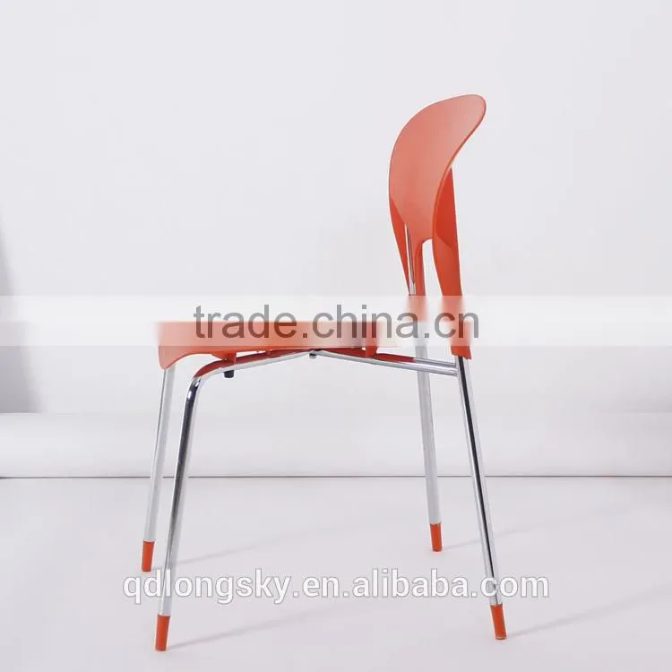 LS-4013 High Quality wholesale PP stacking Plastic Chair for sale Plastic dining Chair with metal legs