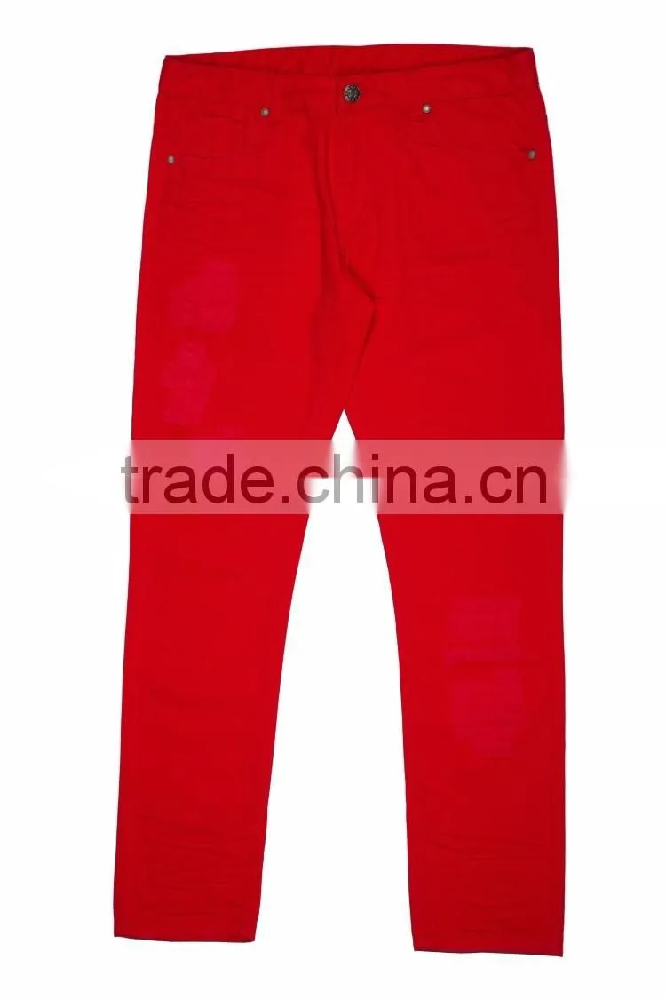2016 new style red color stone wash mens cargo pants , custom 20% polyester 80% cotton jogger pants