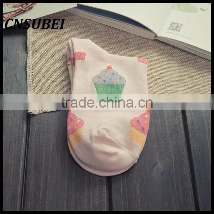 200 Needle fresh color korean cute cartoon ice cream women tube socks for young girl normal wearing