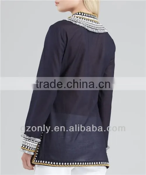 Embroidered Voile Tunic ladies blouse designs