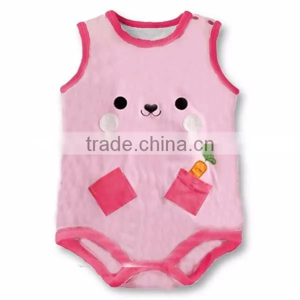 hot selling cartoon animals sleeveless cute pure cotton baby romper