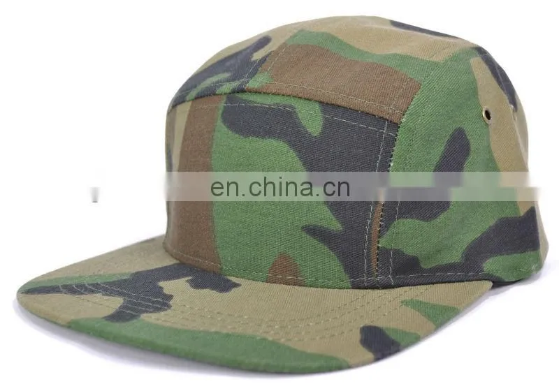 Camouflage 5 Panel Flat Brim Army Biker Visor Baseball Hat Cap
