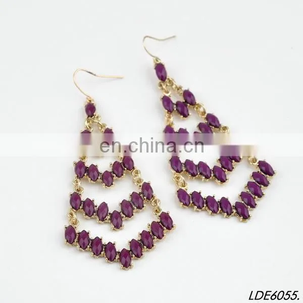 Wholesale sapphire 2014 pouplar imitation fashion alloy stone earrings