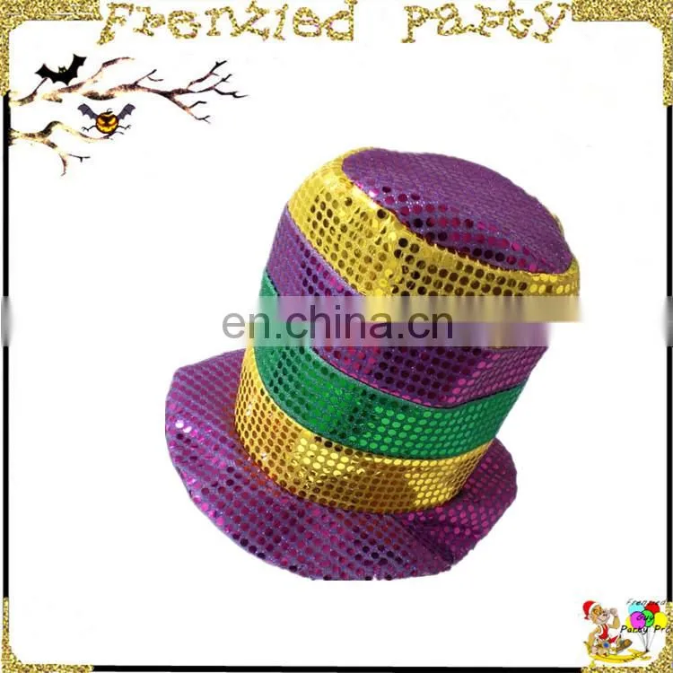 Green & Purple Mardi Gras Plush Crown hats