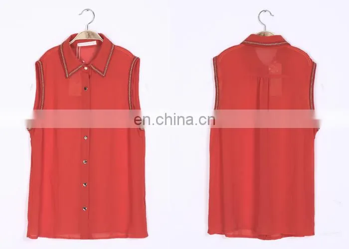 2015 Wholesale Light Weight XXX Size Fat Sleeveless Women Shirts