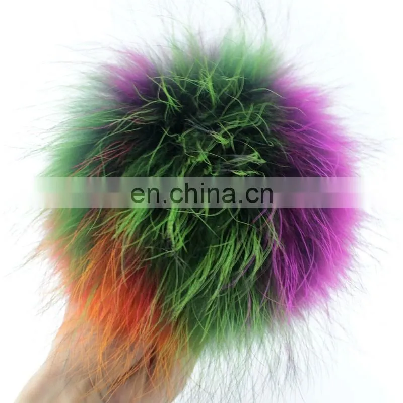Top grade factory wholesale colorful fluffy real raccoon fur pom poms ball
