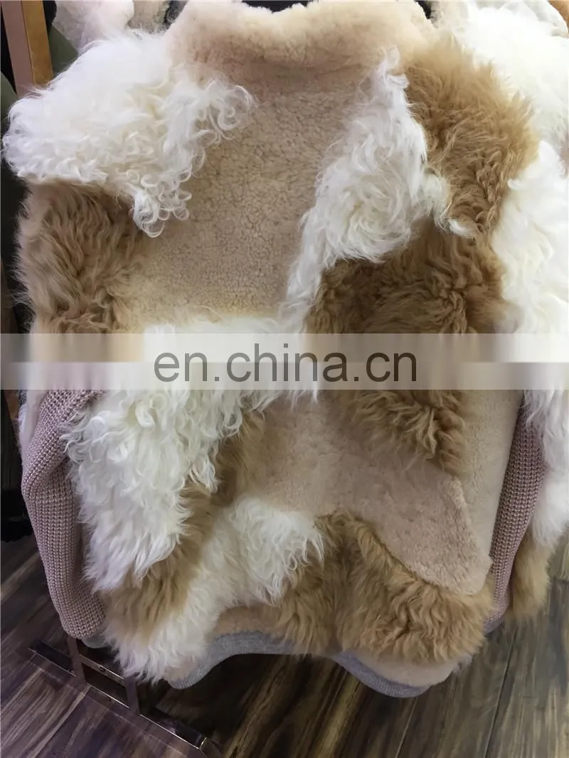 Wholesale Winter Celebrity Fashion Style Double Face Lamb Leather Fur Jacket