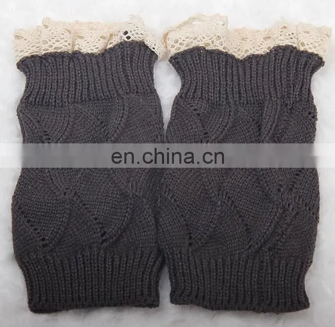 2014 in stock hollow out lady lace ruffle knit boot cuff