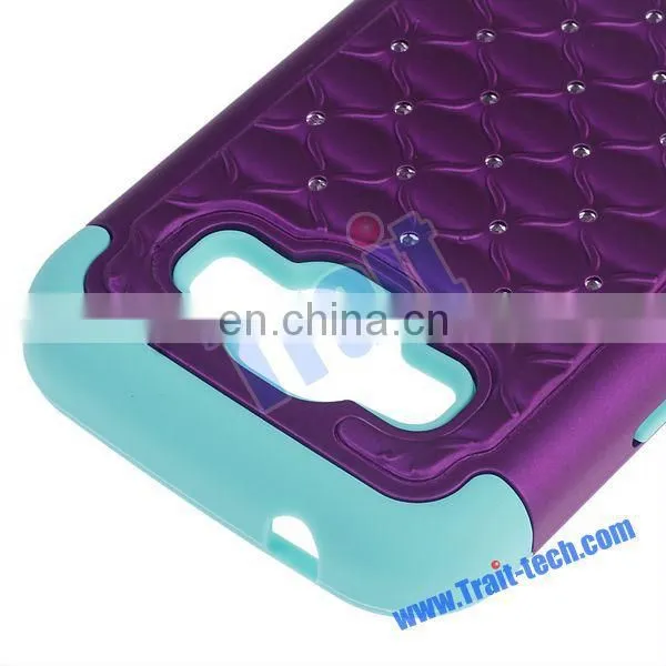 2015 Shenzhen Factory Diamond Silicone+ PC Back Case for Samsung Galaxy J1 J100