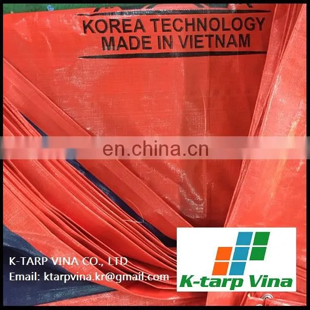 Dark Blue/Orange PE Tarpaulin, Logo Printing, Made in Vietnam