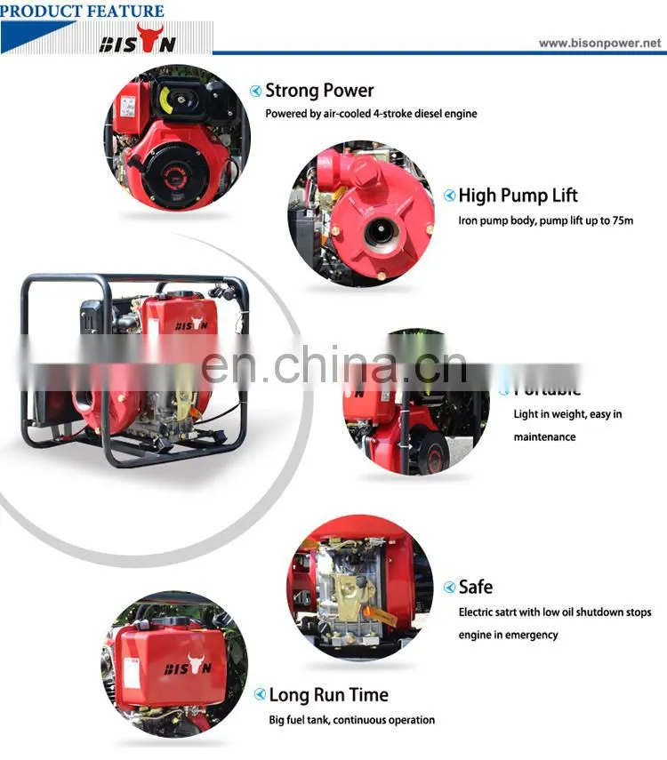 3 Inch 80m High Lift Diesel Power High Pressure Iron Cast Water Pump