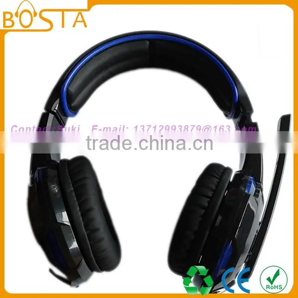 Dongguan factory new headphones gaming headset with mic & LED lighting for PC